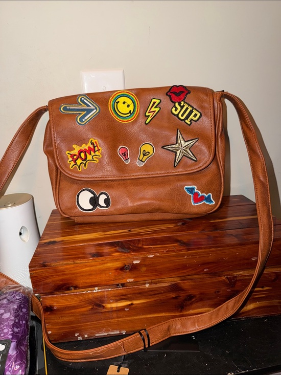 Hello 3am forever 3 am Handbags - Brown Patchwork Crossbody Bag with Colorful Patch Accents